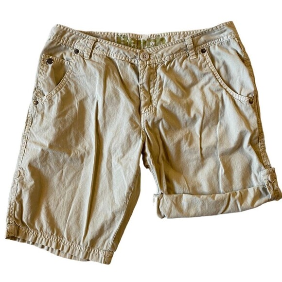 BENCH Shorts Womens 27 Small Beige Chino Bermuda Cotton Casual Adjustable Length - Picture 1 of 9